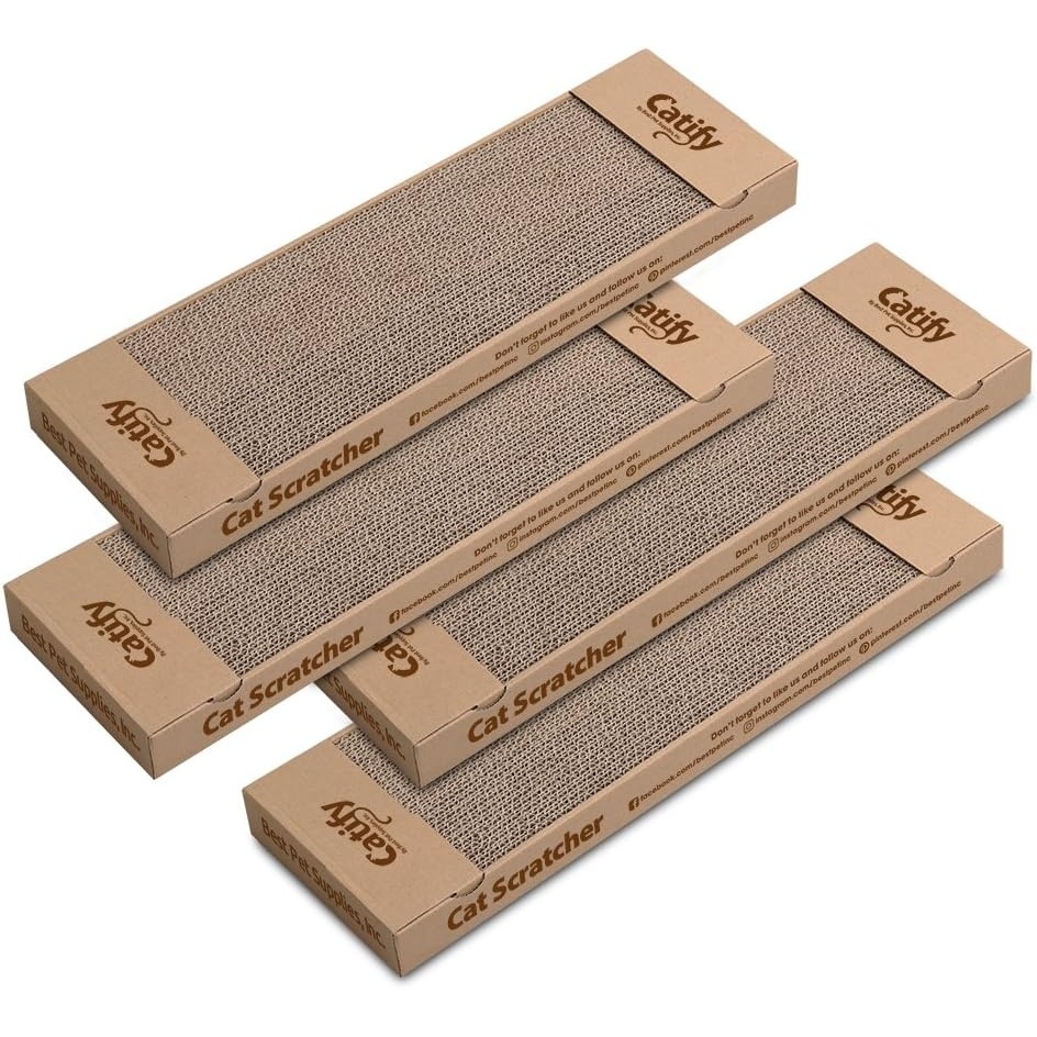 image:imageBest Pet Supplies Catify Cat Scratcher Fun Interactive Scratchers Posts Poles Claw Safe Furniture Saver Indoor Play Support Natural Cat Behaviors Heavy Duty Beige LogNarrow 4 Pack